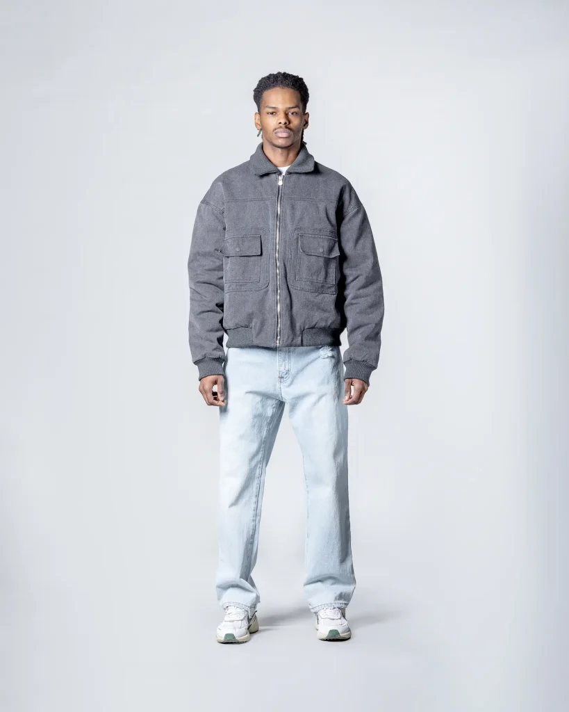 Washed puffer jacket