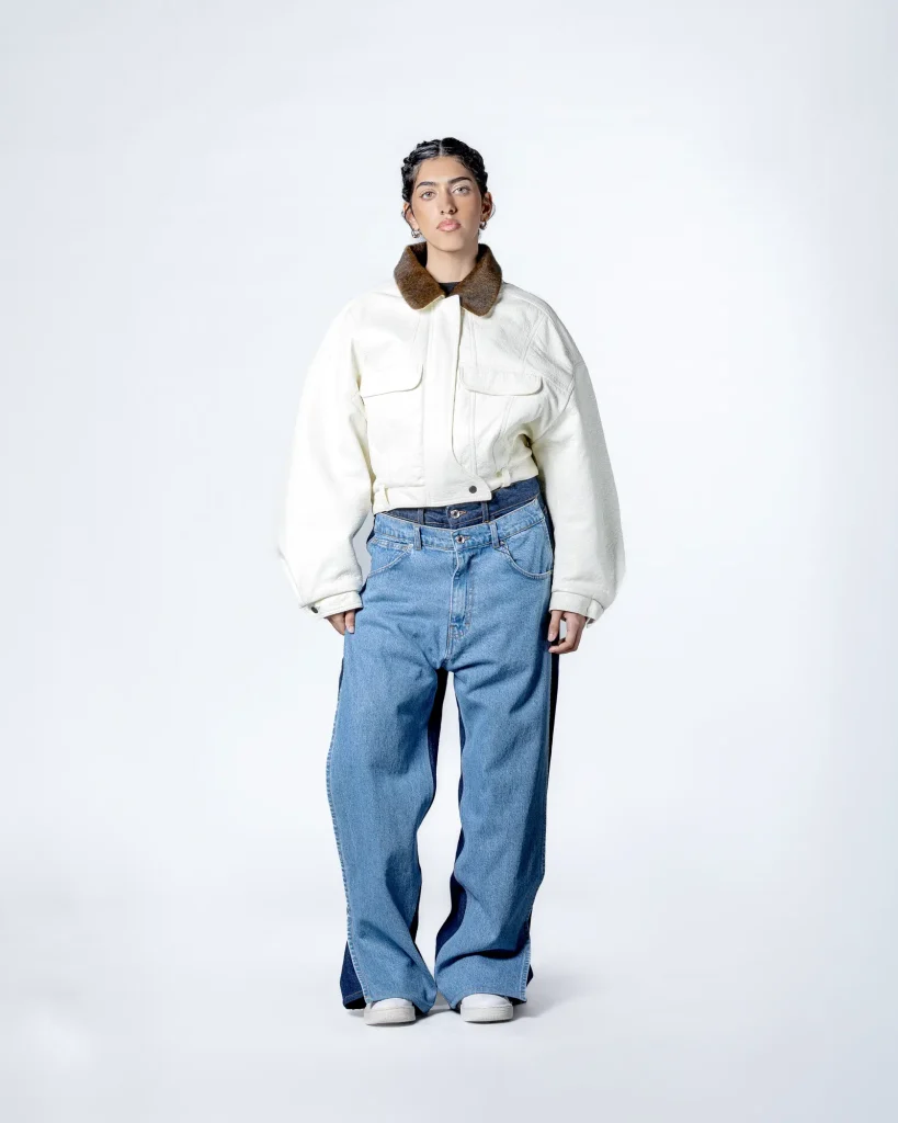 GCDS Denim Layered Loose Fit Trousers