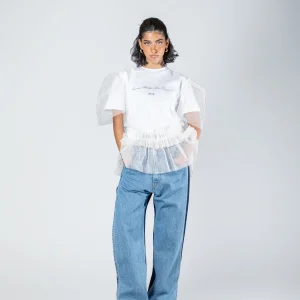 MSGM WOMAN’S OPTICAL WHITE T-SHIRT