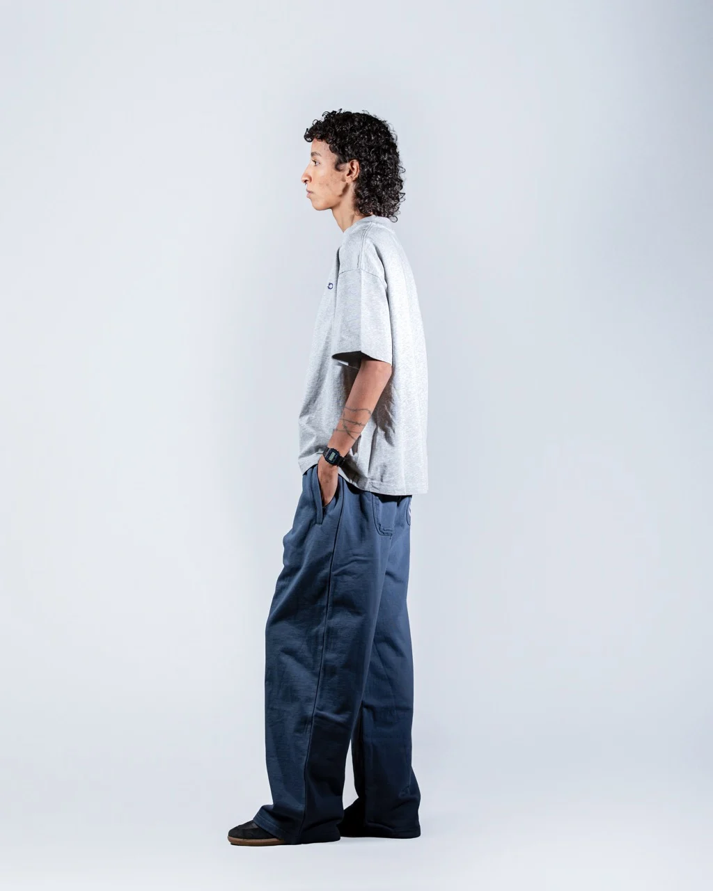 Wide Blue Cotton Pants