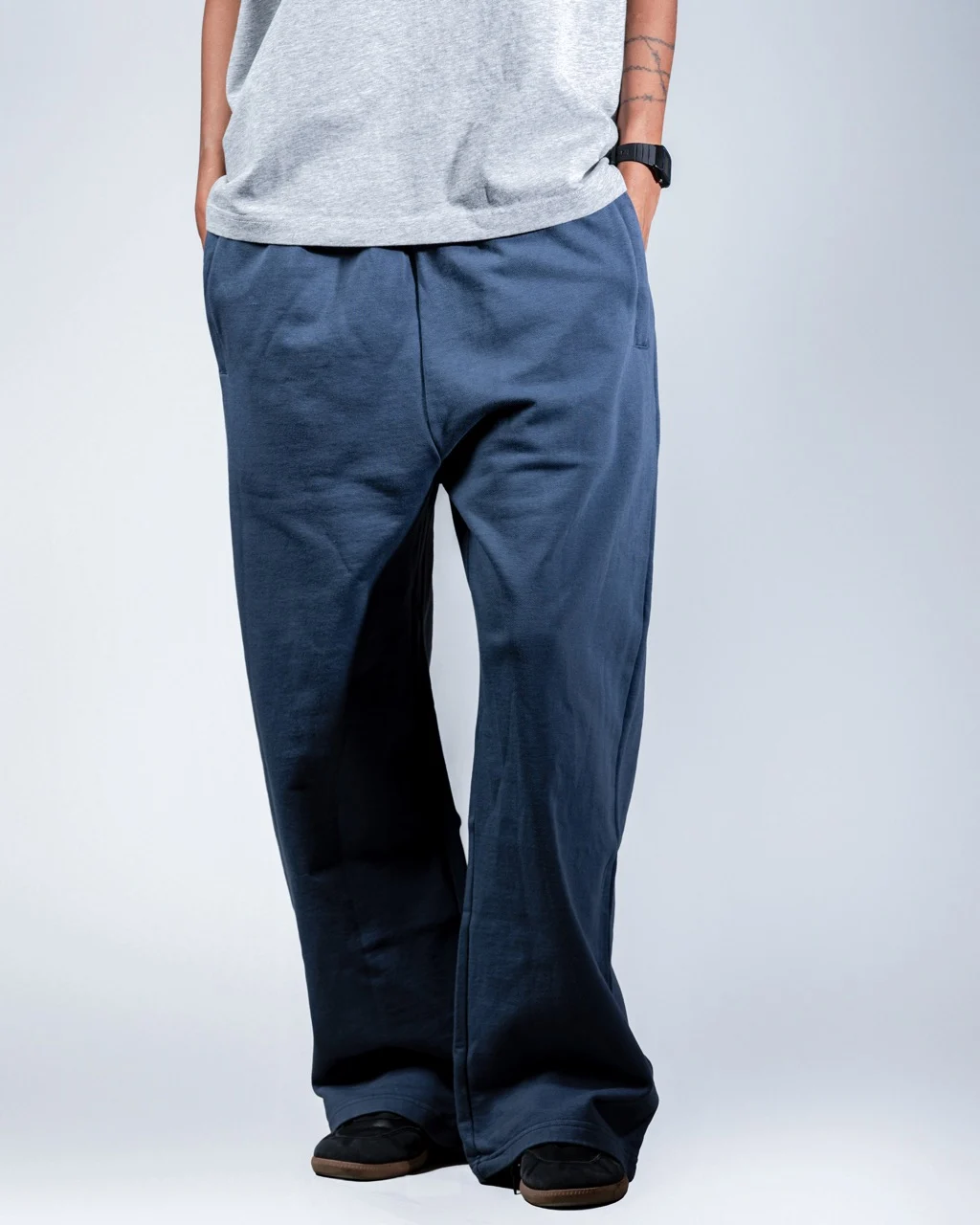 Wide Blue Cotton Pants