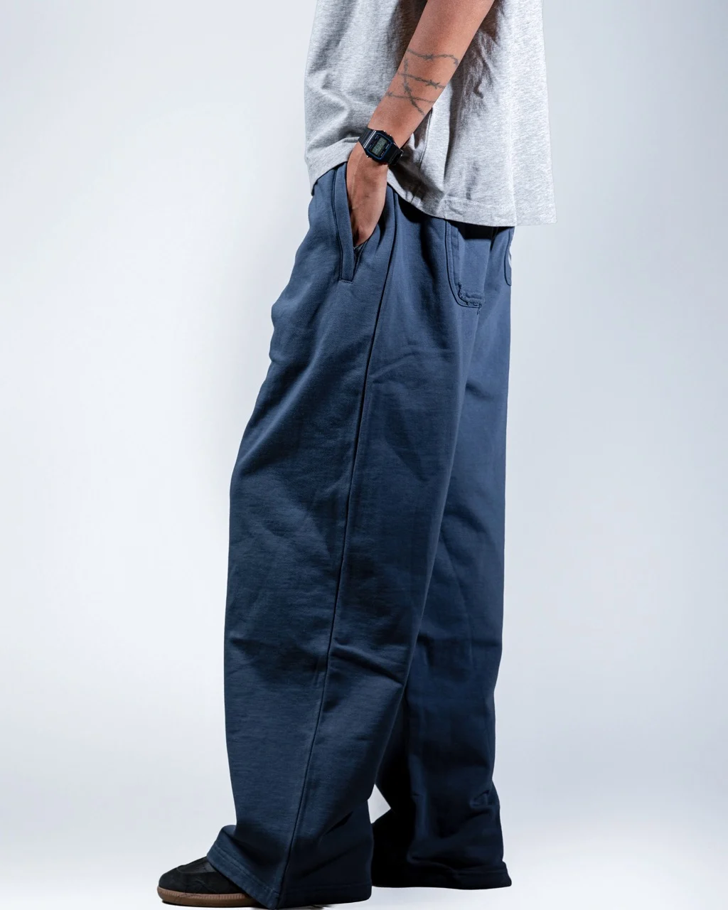 Wide Blue Cotton Pants