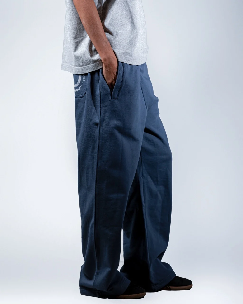 Wide Blue Cotton Pants