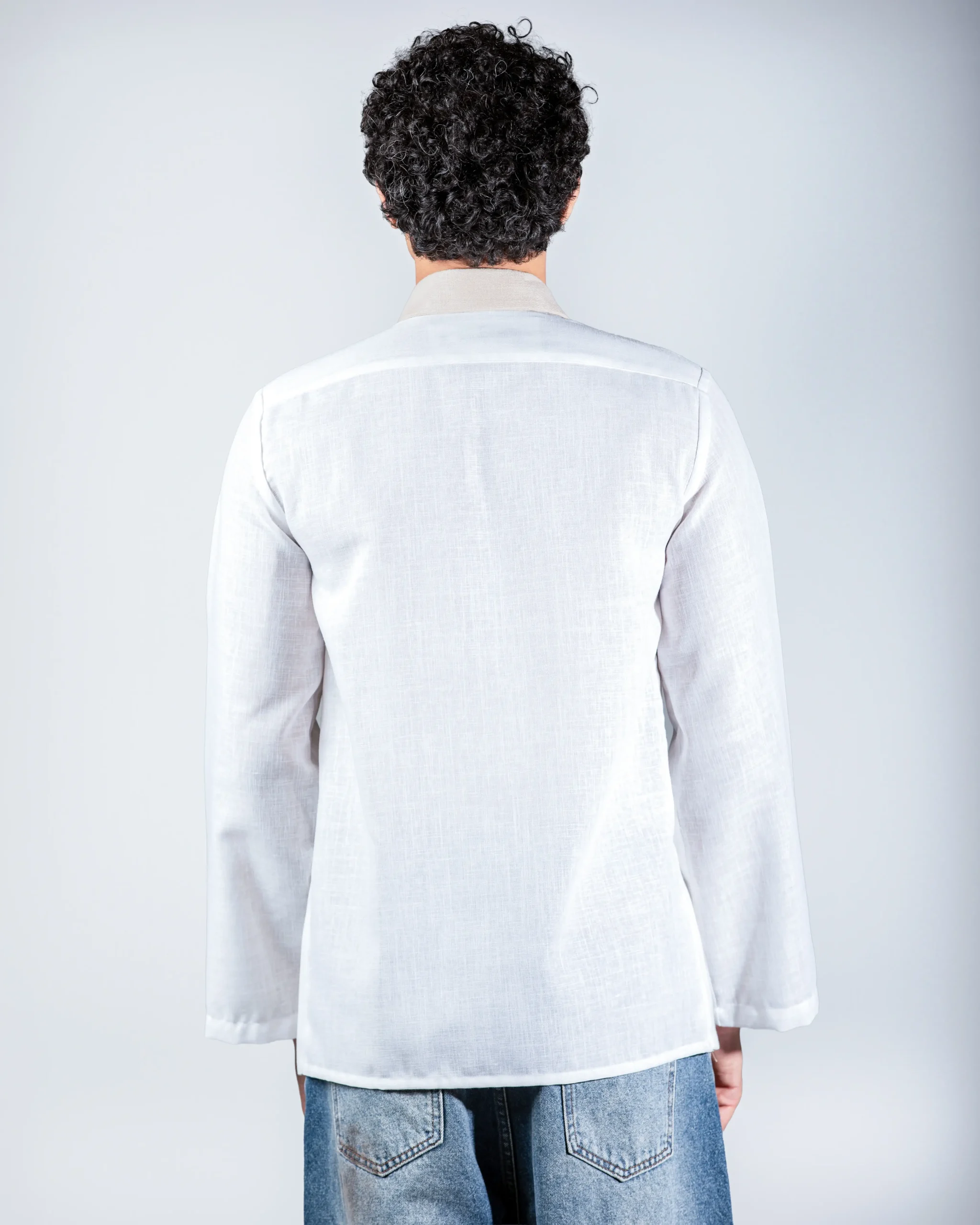 Beige layered linein shirt