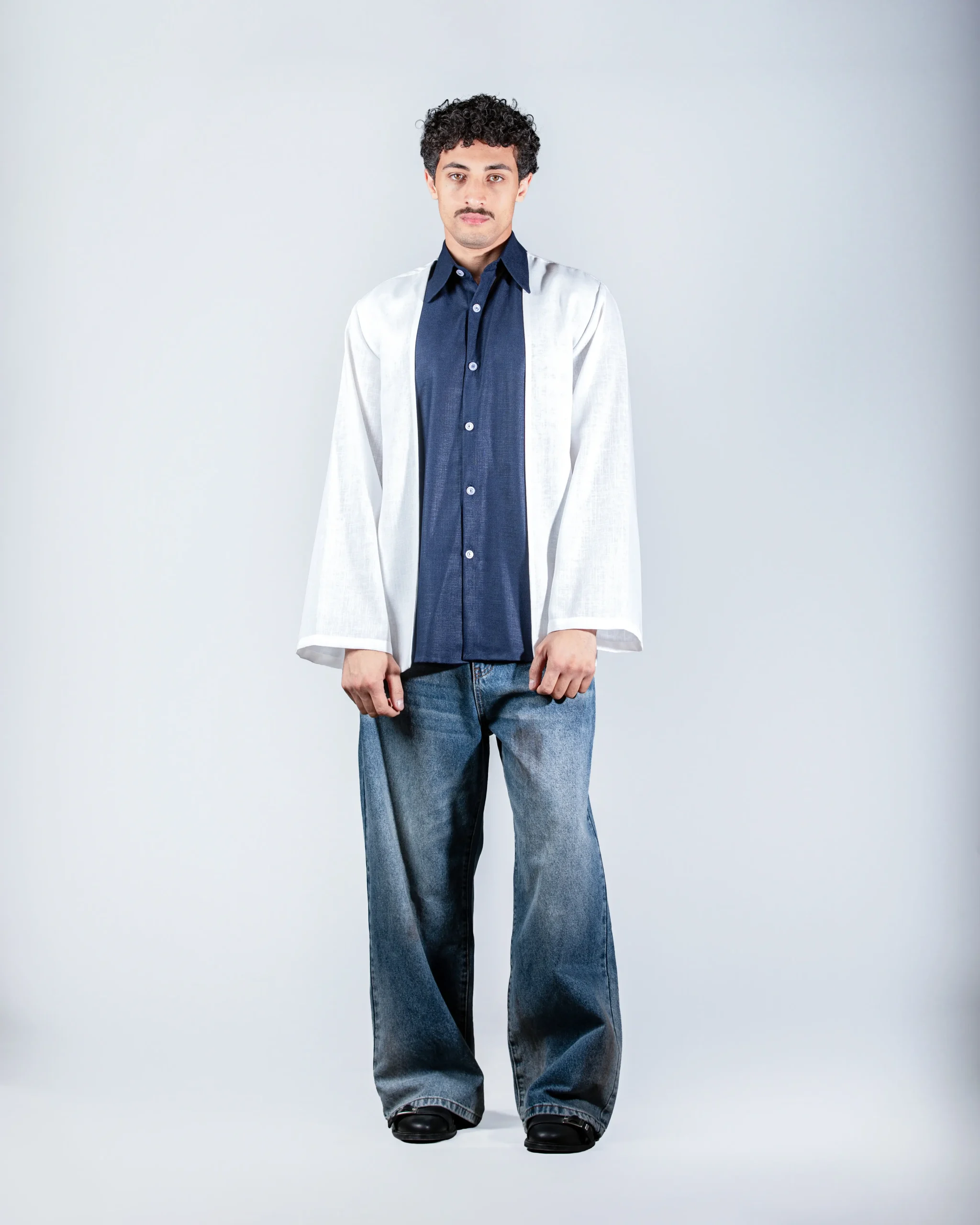 Navy layered linein shirt