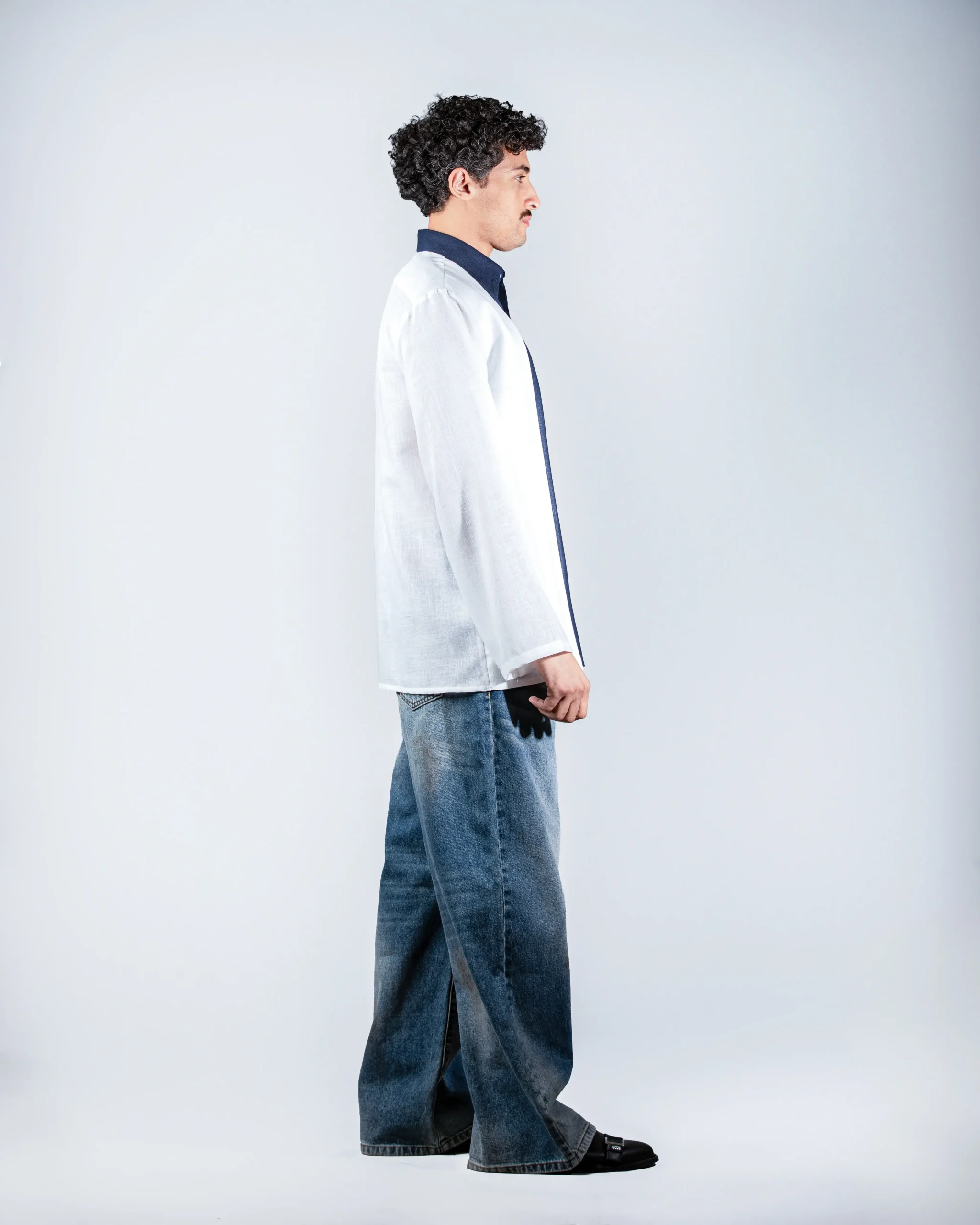 Navy layered linein shirt