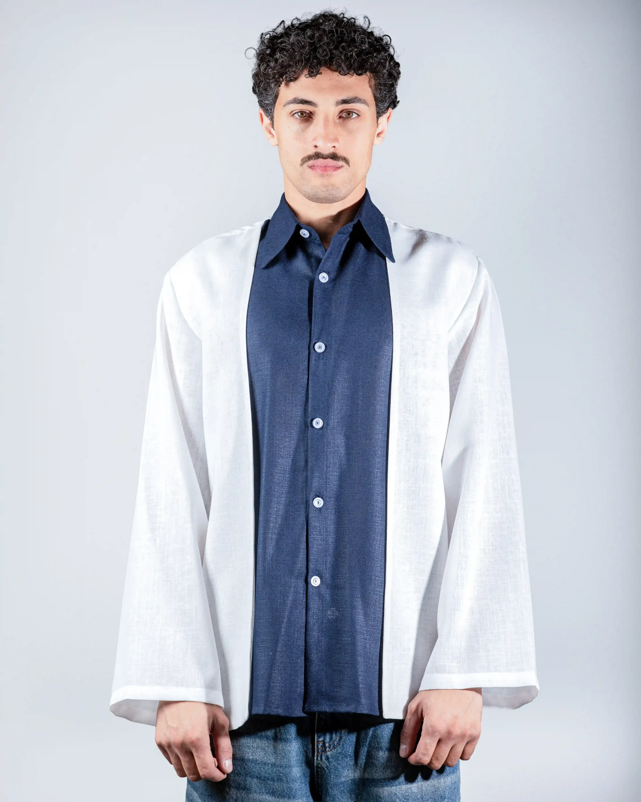 Navy layered linein shirt