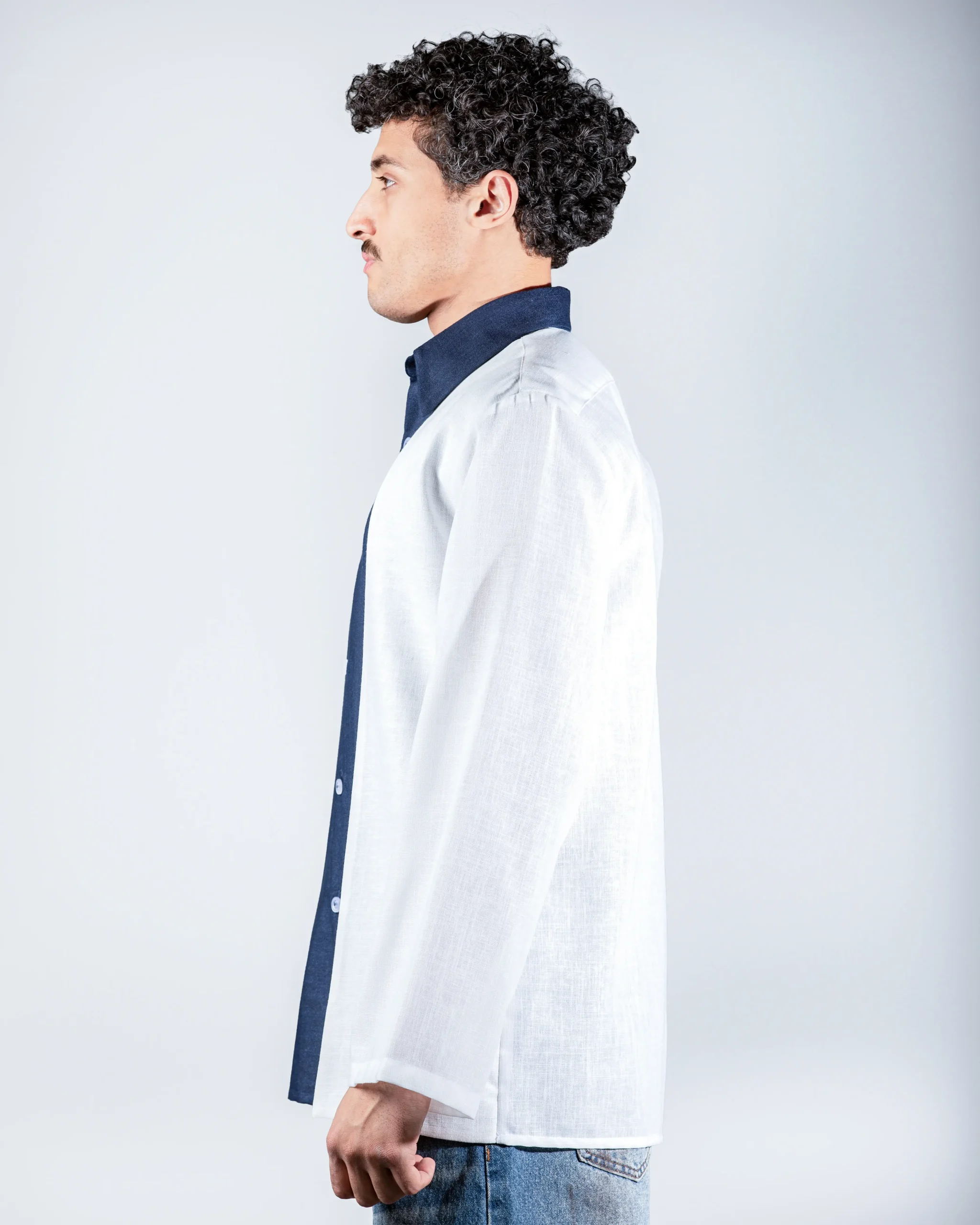 Navy layered linein shirt