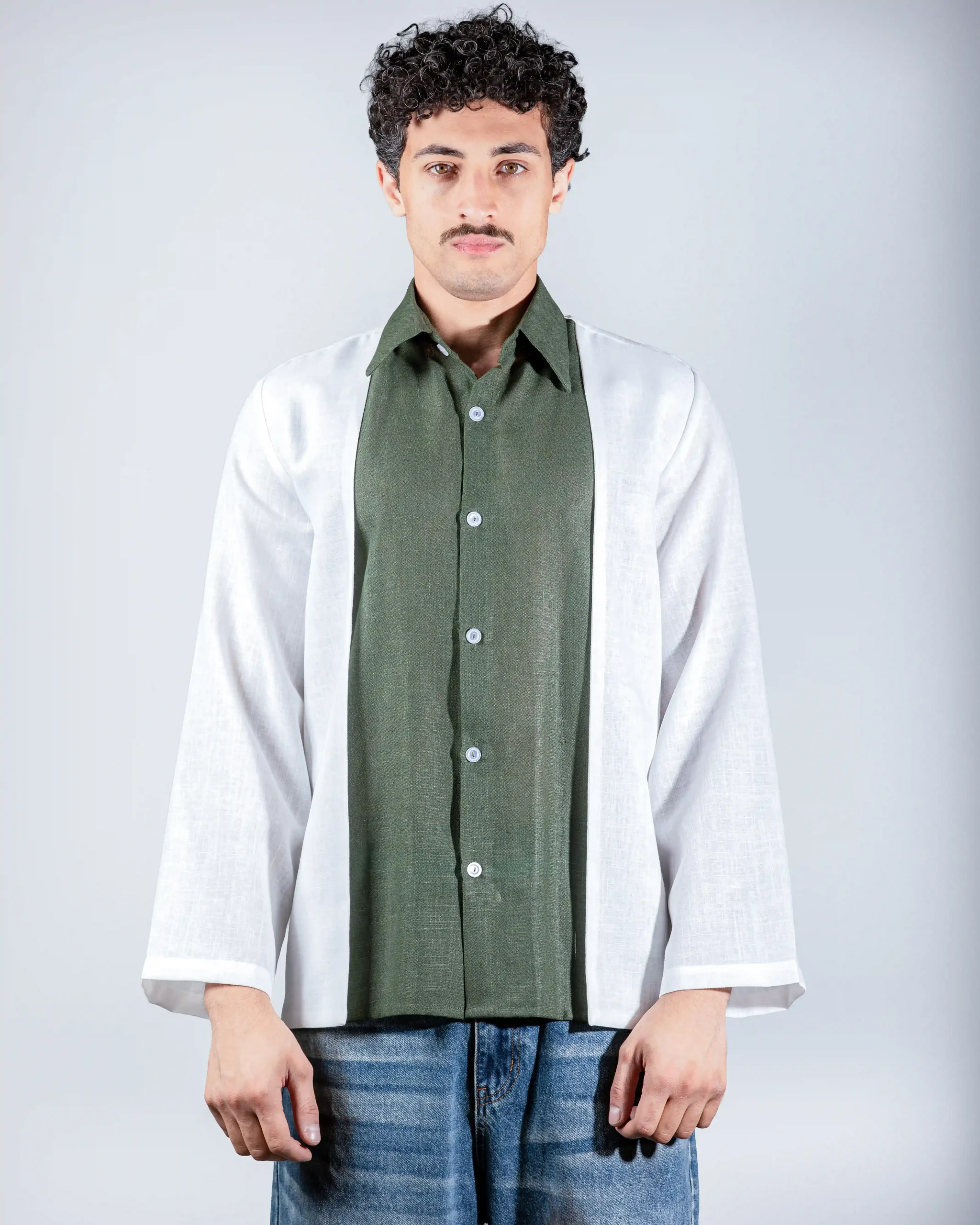 Khakhi layered linein shirt