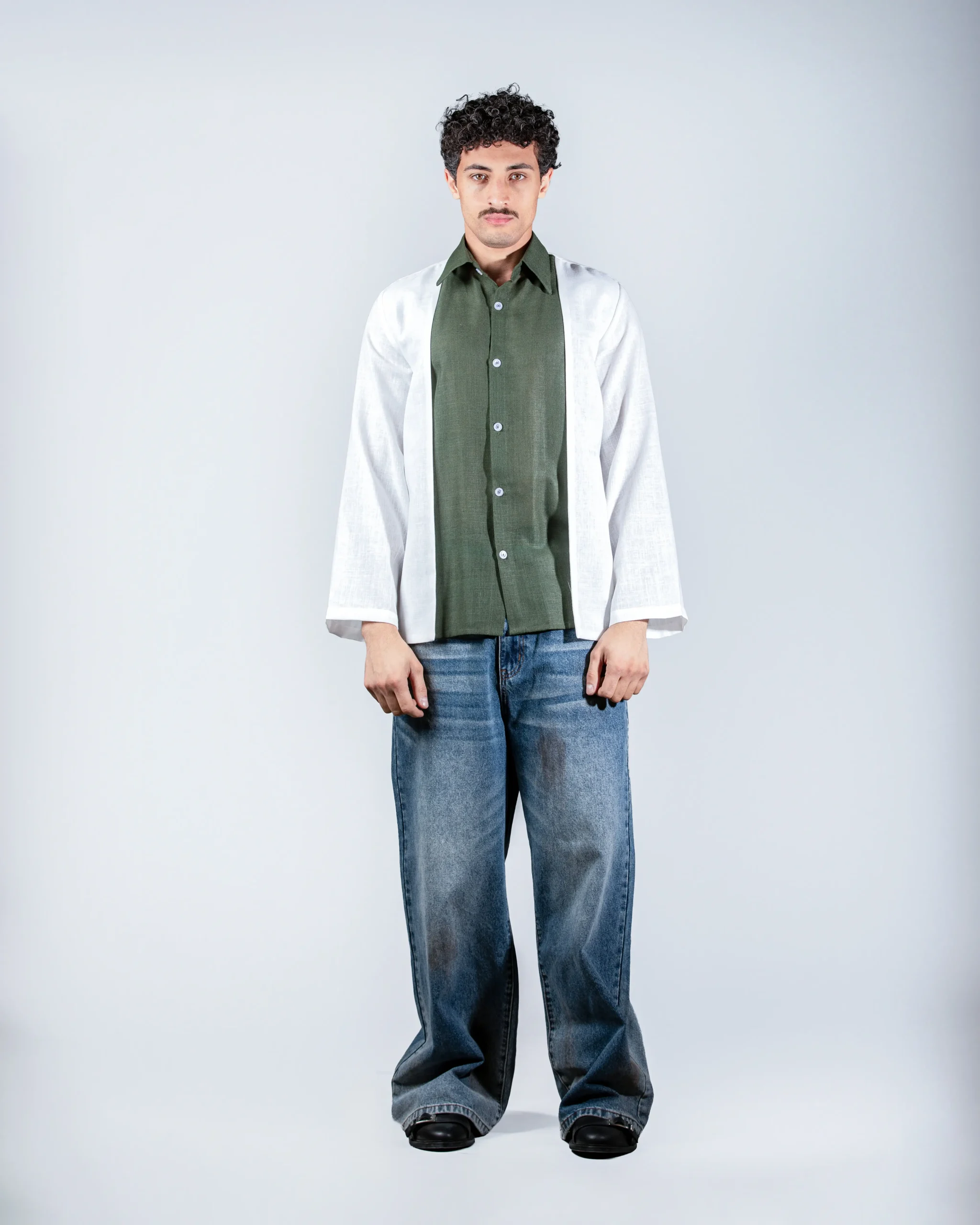 Khakhi layered linein shirt