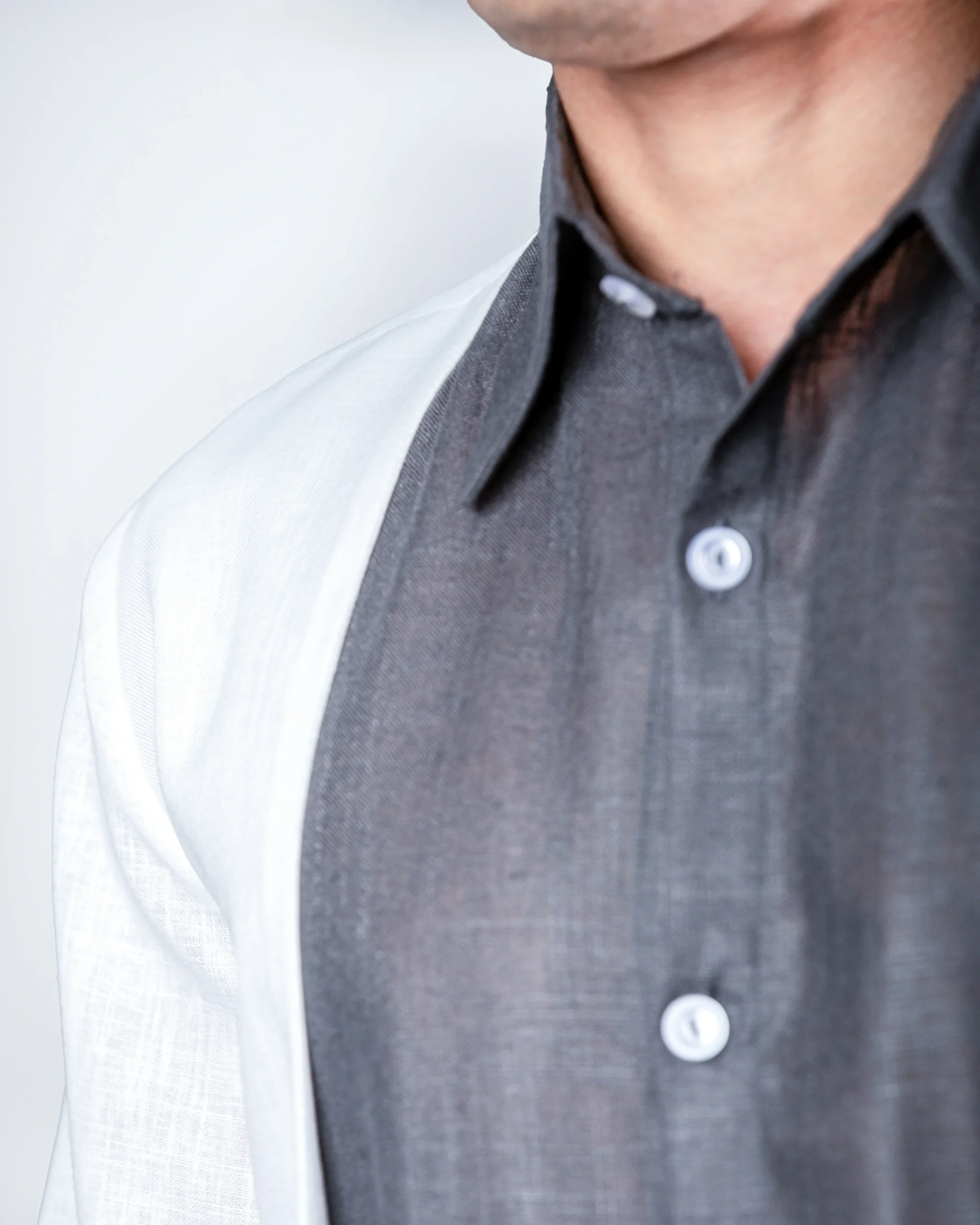 Grey layered linein shirt