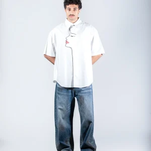 Minimal Face Print t White Shir