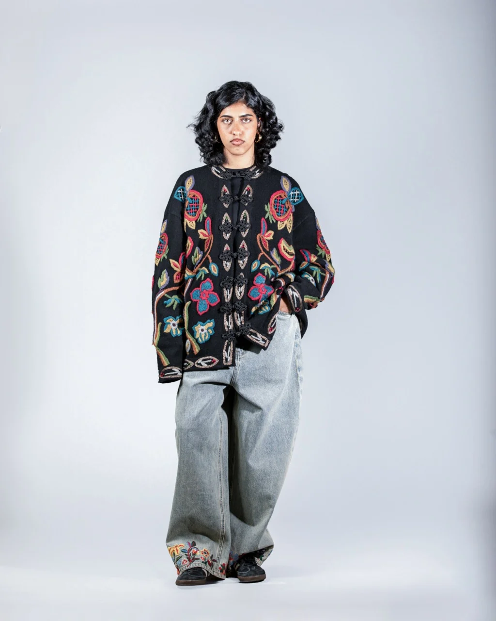 Floral Embroidered Wool Jacket