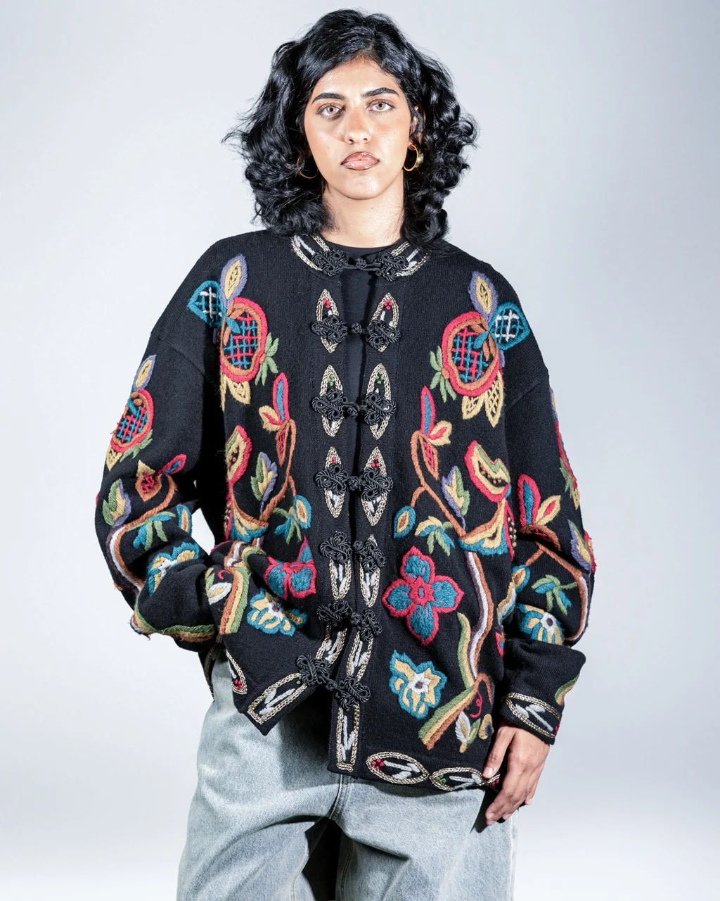 Floral Embroidered Wool Jacket