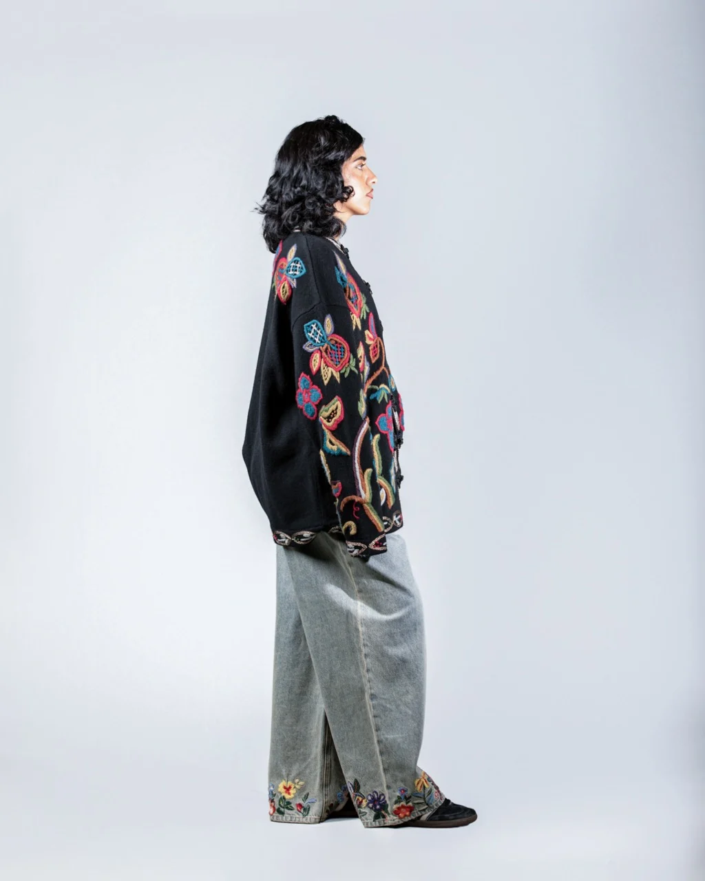 Floral Embroidered Wool Jacket
