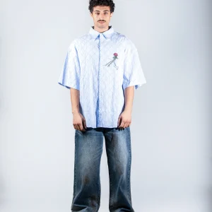 Blue shirt with Flower
