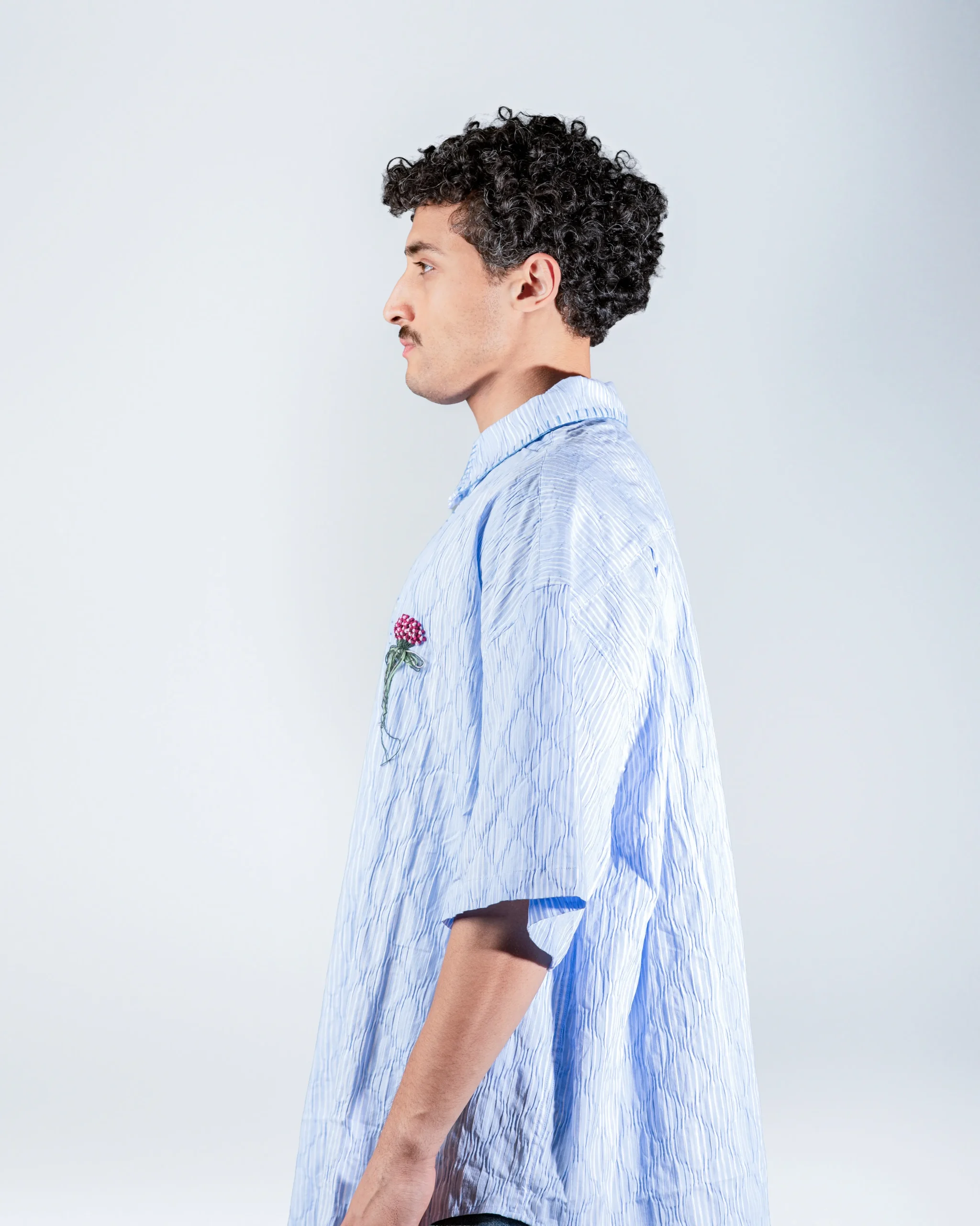 Blue shirt with Flower