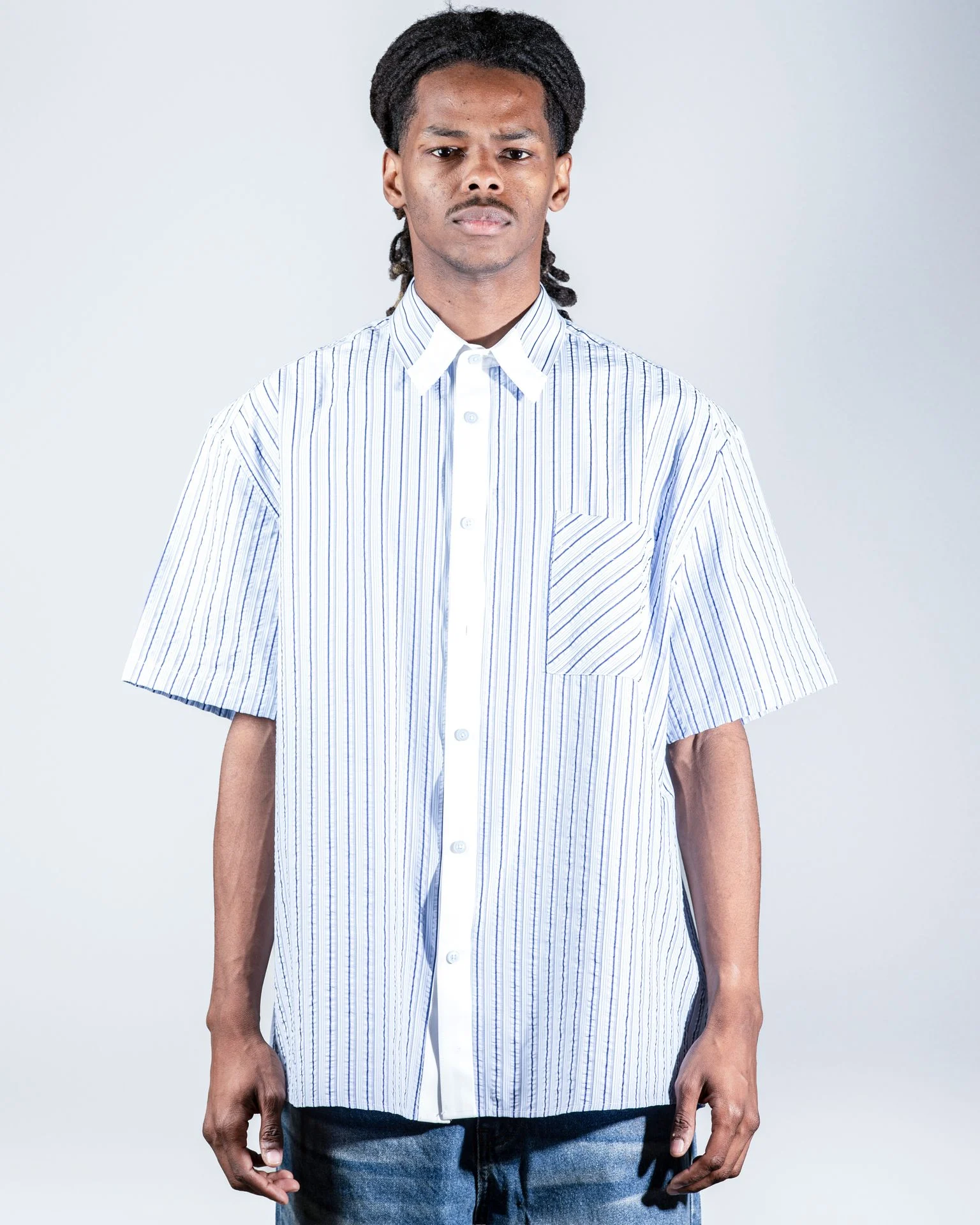 Blue shirt with Stitching