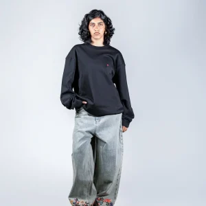 Long Black T-shirt With Heart