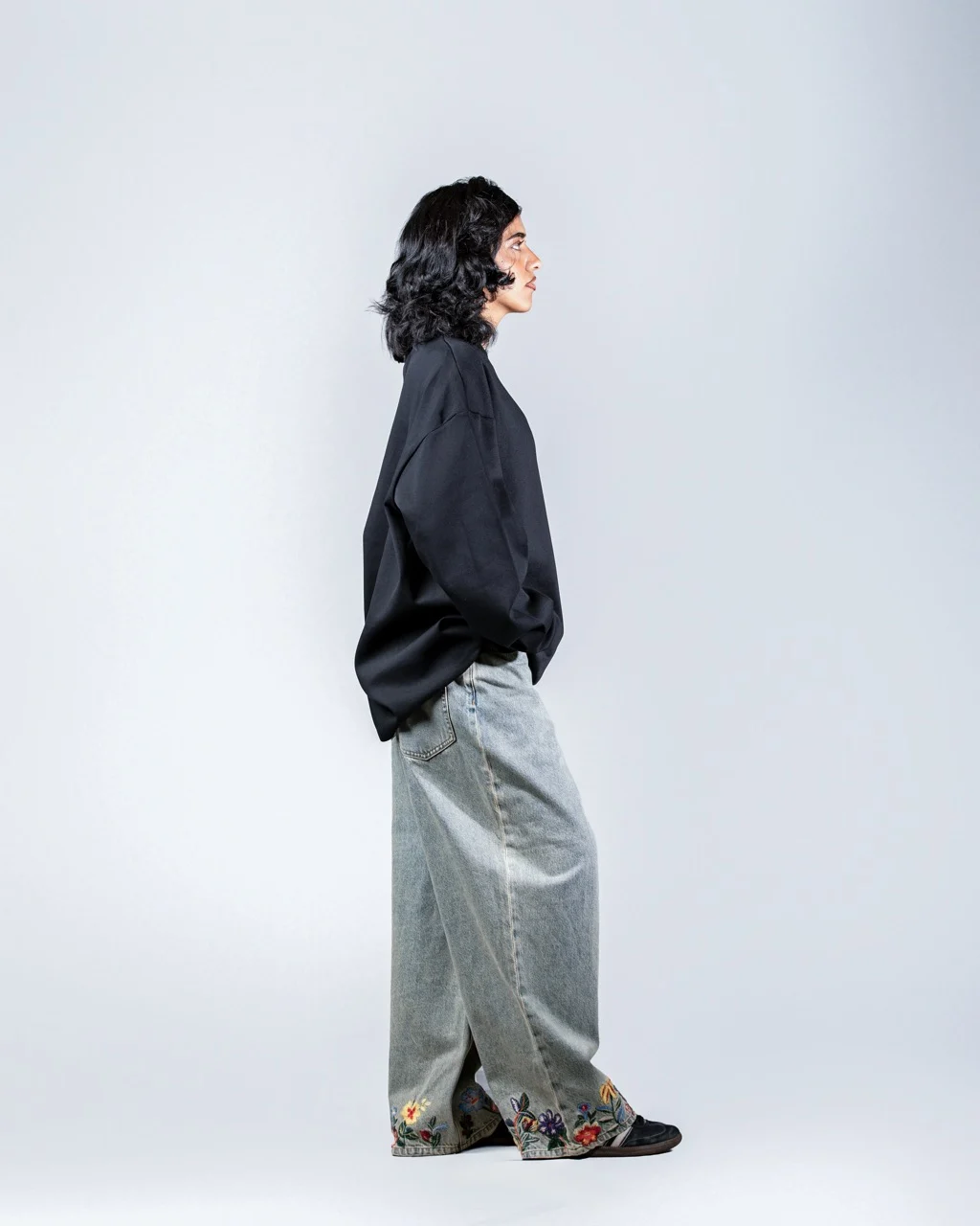 Long Black T-shirt With Heart