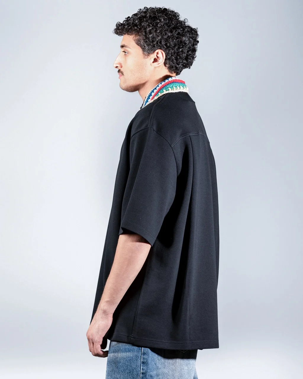 Black Polo Shirt with Embroidered in Collar