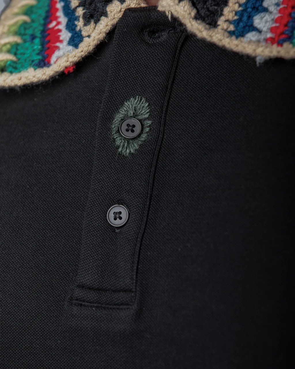 Black Polo Shirt with Embroidered in Collar
