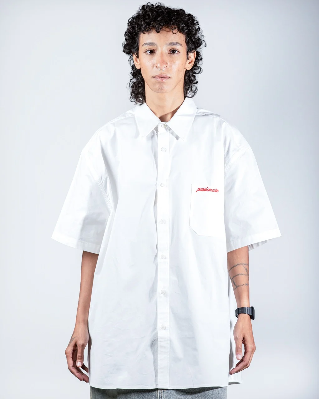 white Passionate Pocket Shirt