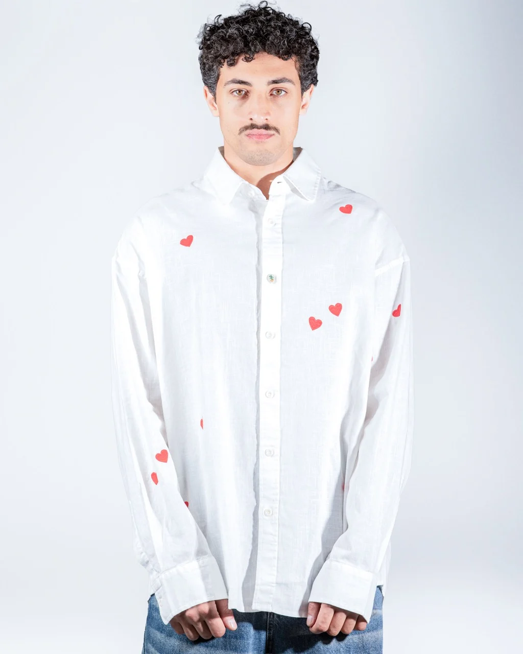 White Linen Heart Shirt
