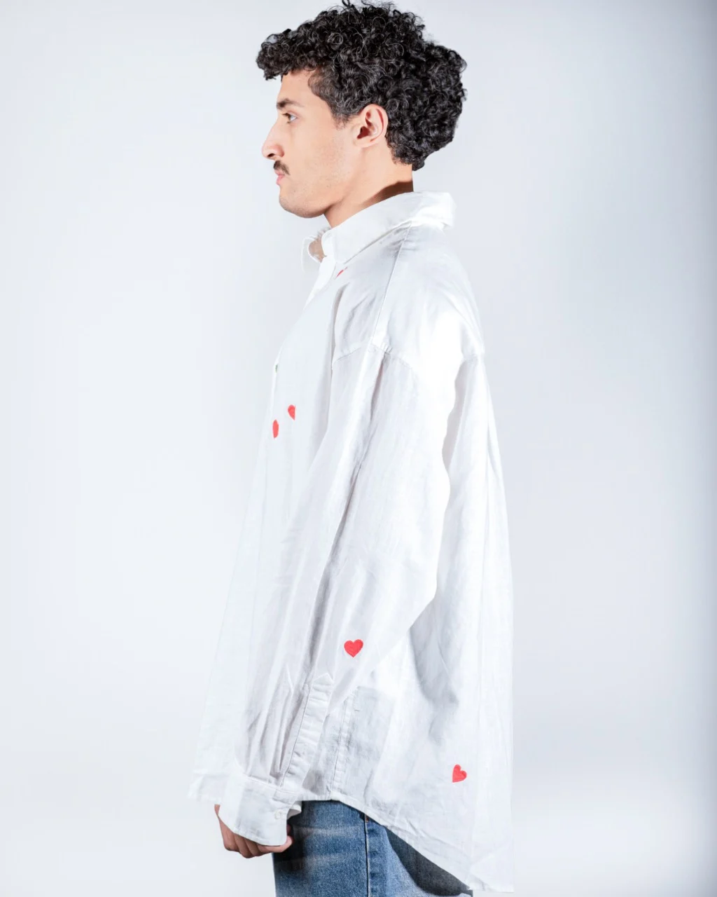 White Linen Heart Shirt