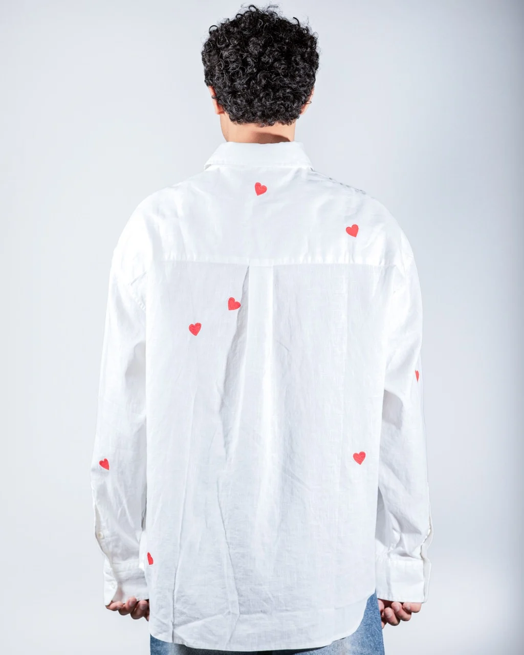 White Linen Heart Shirt